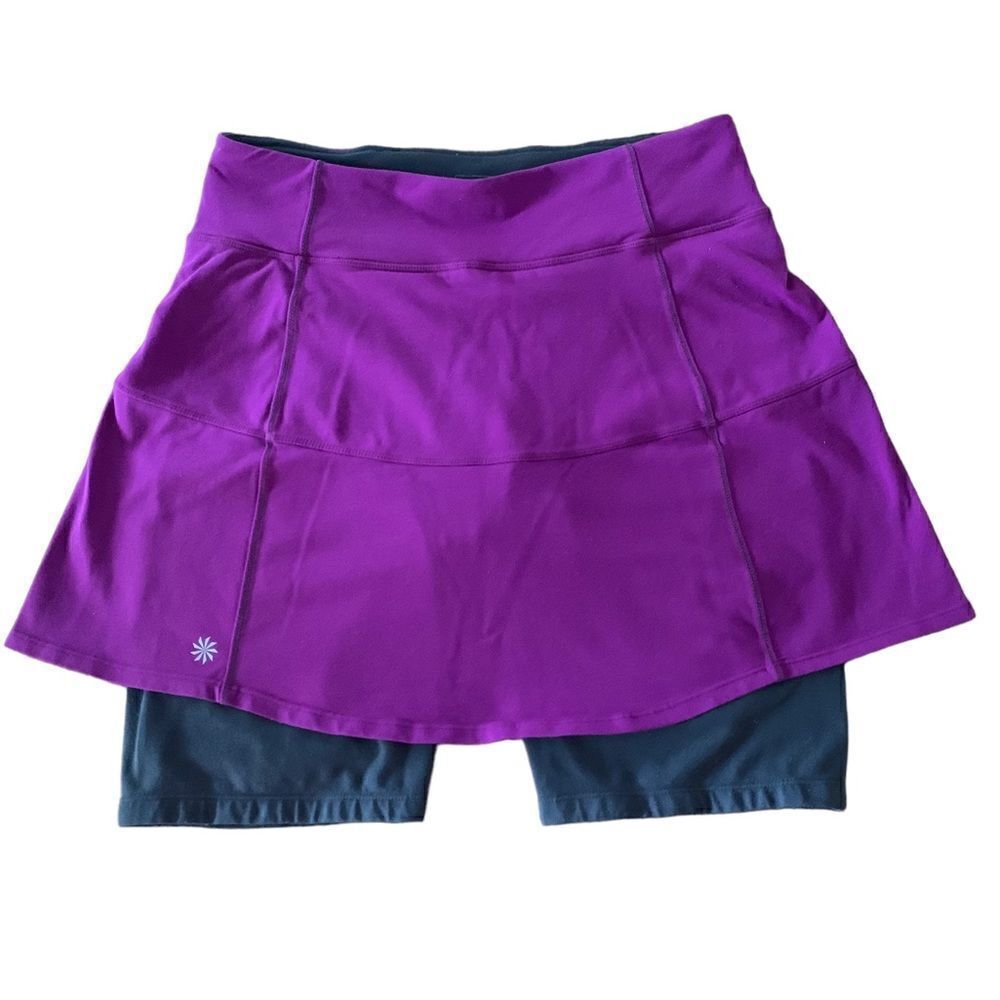Athleta Tall Purple Gray Tennis Cycling Skirt Built in Shorts Sz M Tall